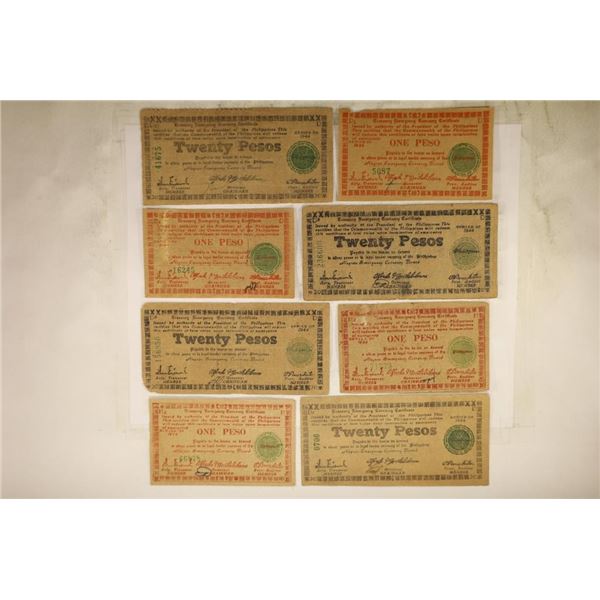 8 - 1944 PHLIPPINES EMERGENCY CURRENCY BILLS