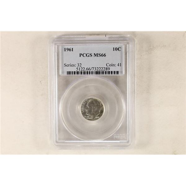 1961 SILVER ROOSEVELT DIME PCGS MS66