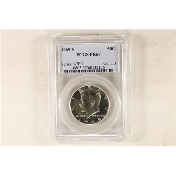 1969-S KENNEDY HALF DOLLAR PCGS PR67