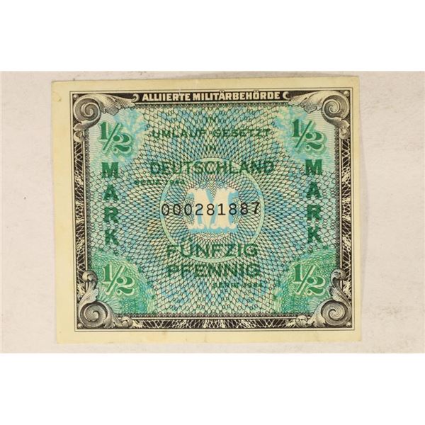 SERIES 1944 GERMANY 1/2 MARK MILITARY PAYMENT CERT