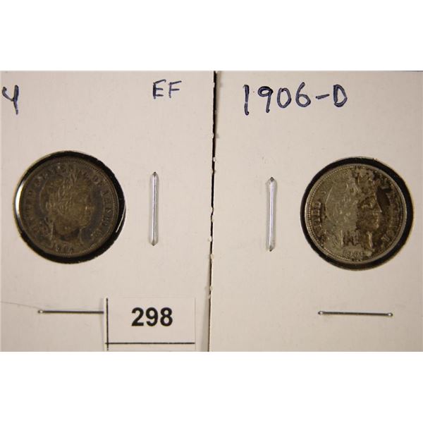 1904 EXTRA FINE & 1906-D EXTRA FINE+ BARBER DIMES