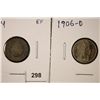 Image 1 : 1904 EXTRA FINE & 1906-D EXTRA FINE+ BARBER DIMES