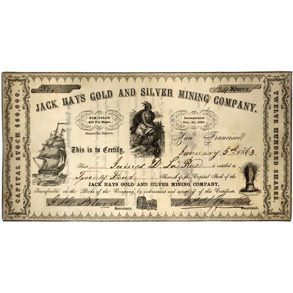 Jack Hays Gold & Silver MC Stock, No. 1 [144360]