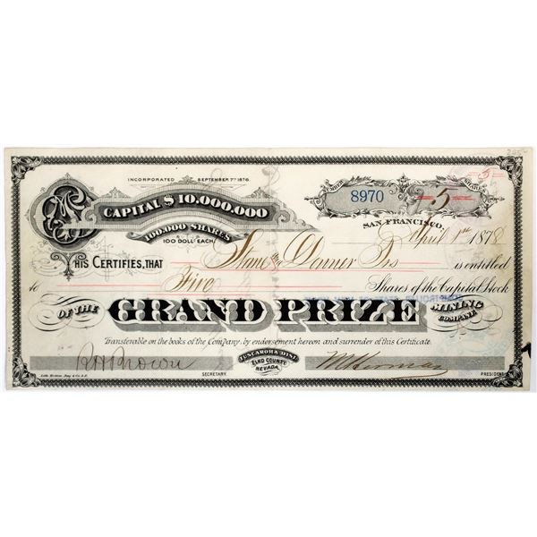 Grand Prize Mining Co. Stock; Tuscarora [144412]