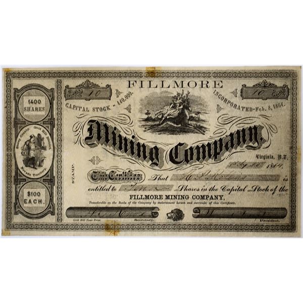 Fillmore Mining Company Stock, American Flat, Comstock, Nevada Territory [144395]