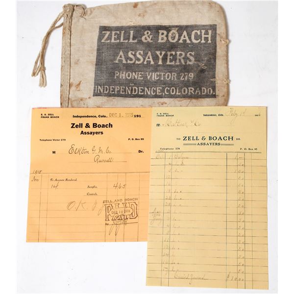 Zell & Boach Assayers Ore Bag and Receipts, 2 [153733]