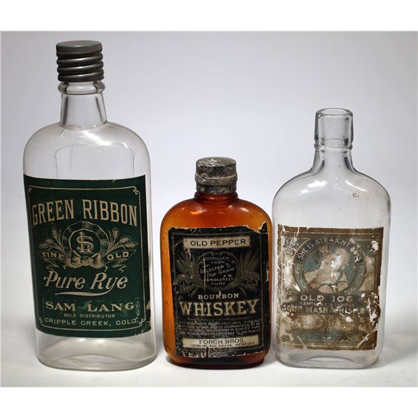 Victor & Cripple Creek Paper Label Whiskey Bottles [153780]