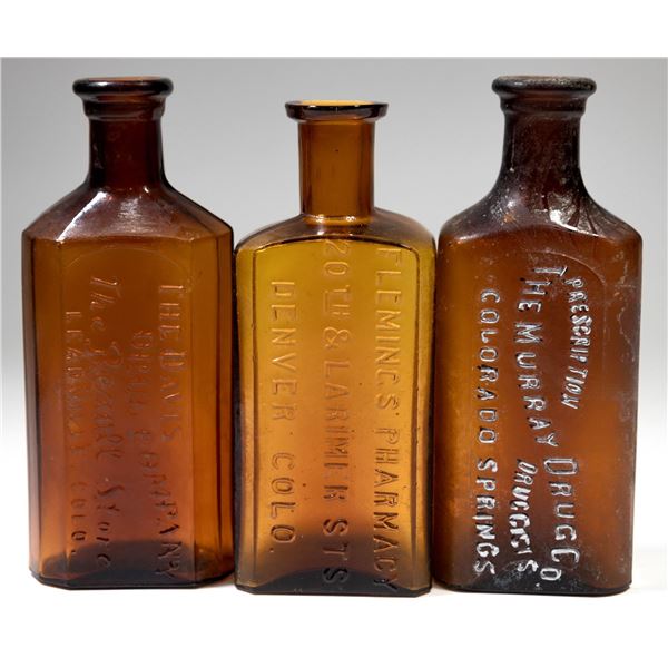 Colorado Amber Drug Bottles, 3 [152787]