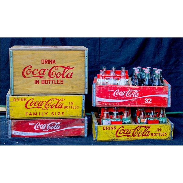 Coca Cola Wood Boxes(3) and 50 Bottles [155224]