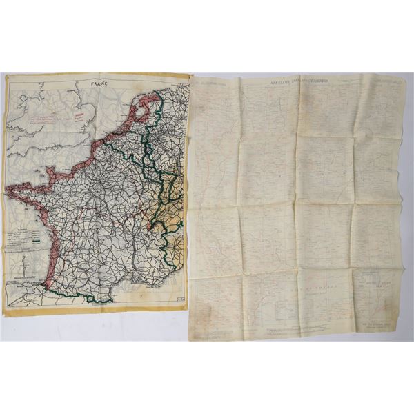 WW II Silk Airman's Maps of France/Germany and China [156810]