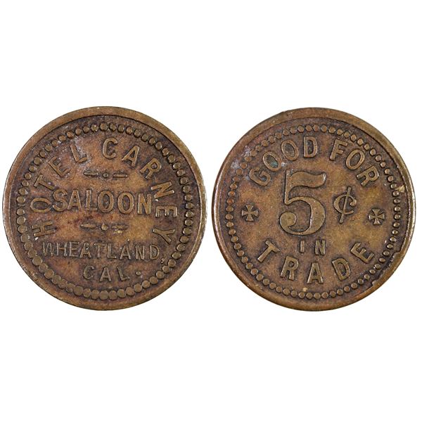 Hotel Carney Saloon Token, Wheatland [152805]