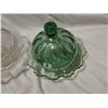 Image 5 : Two green candy dishes, one is depression glass, 7"