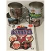 Image 1 : 4 different Bonanza tin cups + 2 pack DVDs