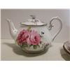 Image 2 : Royal Albert American Beauty teapot, 4 cups & saucers, cream & sugar bowl & plate