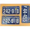 Image 1 : 1962 Pair of Saskatchewan license plates & '62 single