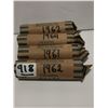 Image 1 : 1961, (2) 1962, 1964 full rolls of 5 cents