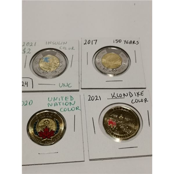 Four UNC collector's loonies & toonies