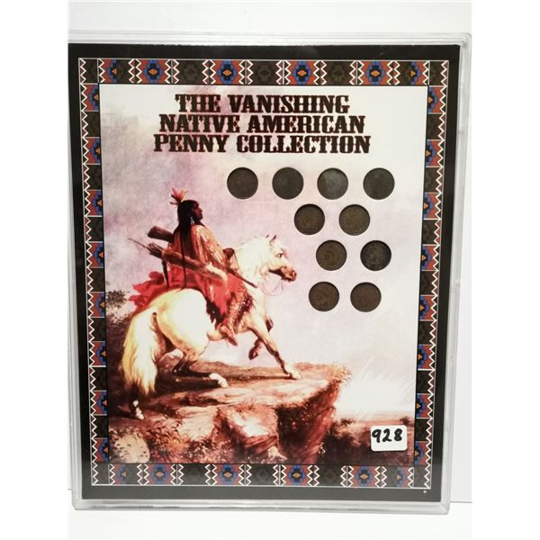 10 Indian head pennies, framed collection