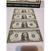 Image 3 : Four US uncut rare $1.00 bills