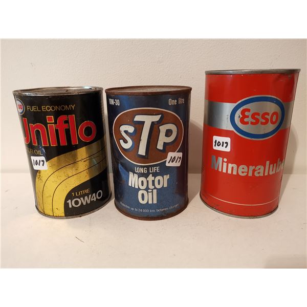 ESSO Mineralube uniflo motor oil both full STP oil tin, empty