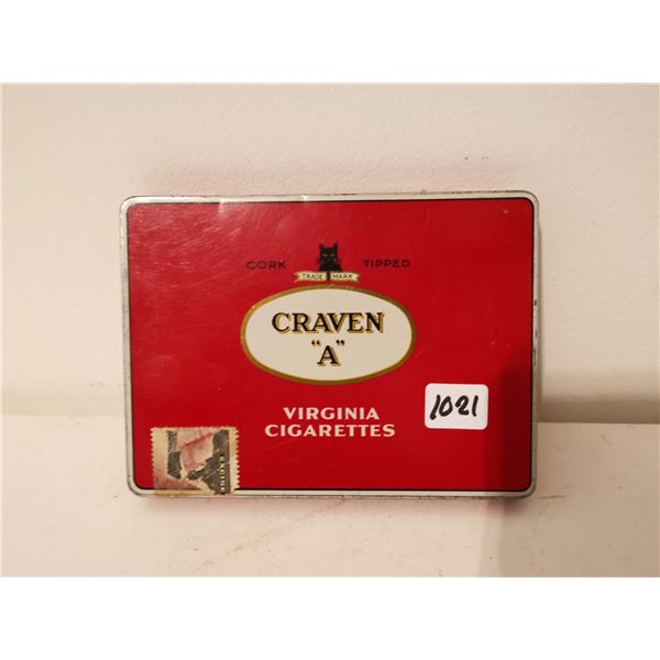 Craven a Virginia cigarette tin cork tipped, good shape