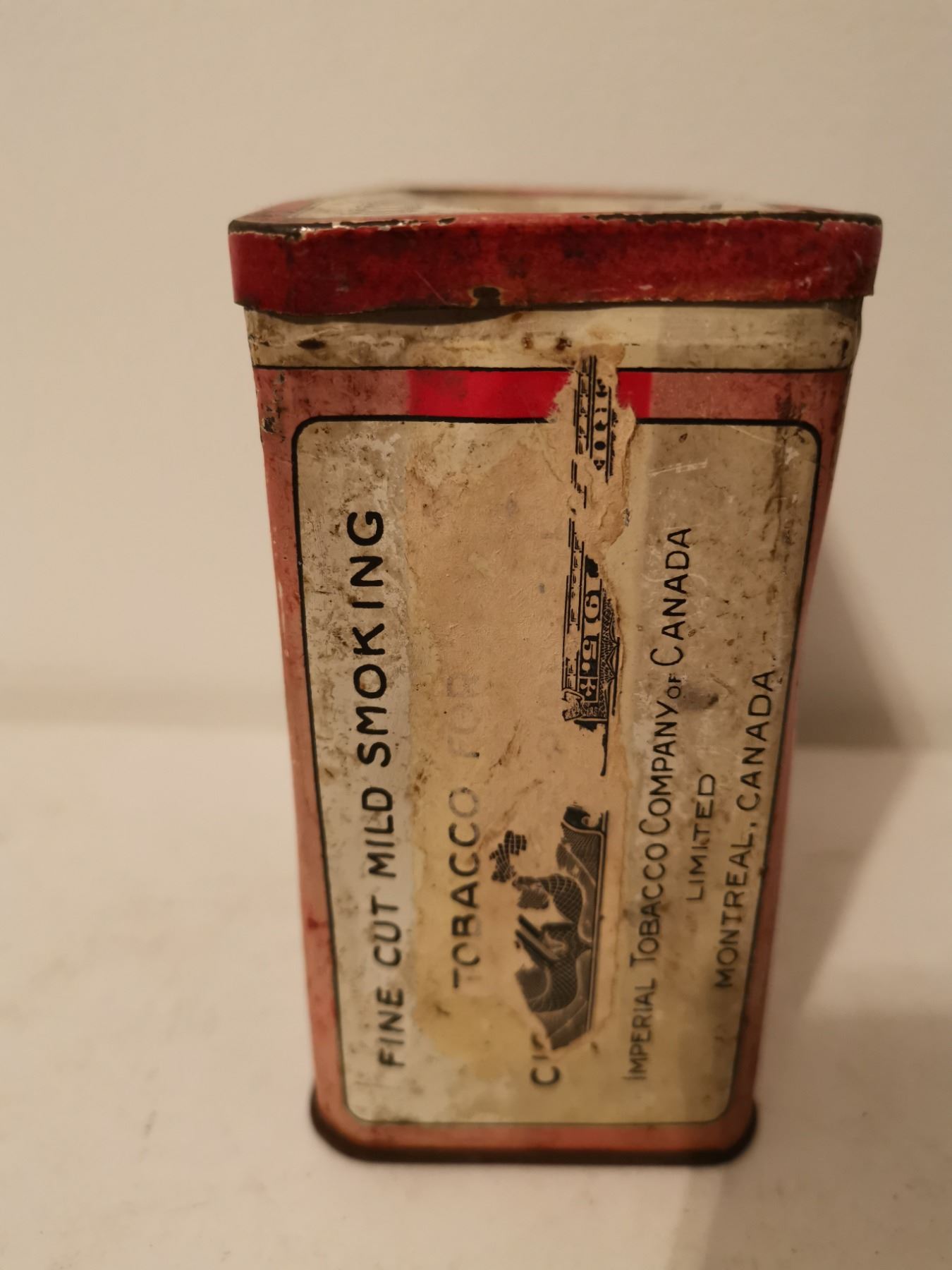 repeater tobacco tin Vintage ~ Canadian Mountie on a Horse with Rifle (GRAPHICS) Vintage Tobacco Tin One Half