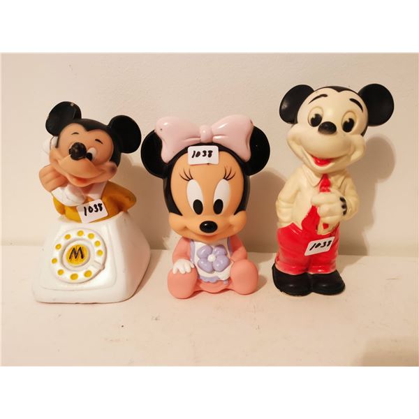 2 Vintage Mickey Mouse & Minnie Mouse - rubber