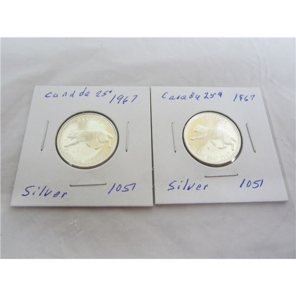 2 Silver Canadian 1967 Lynx Quarters