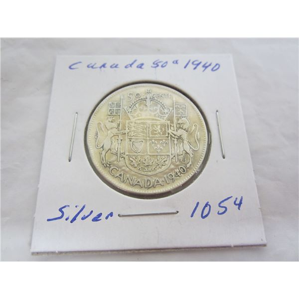 Canadian 1940 Silver Fifty Cent Piece