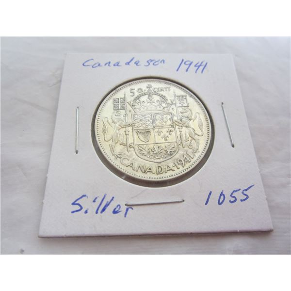 Canadian 1941 Silver Fifty Cent Piece