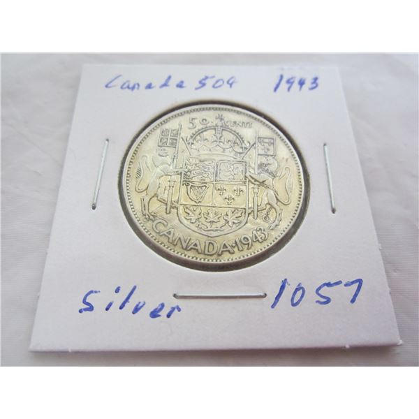 Canadian 1943 Silver Fifty Cent Piece