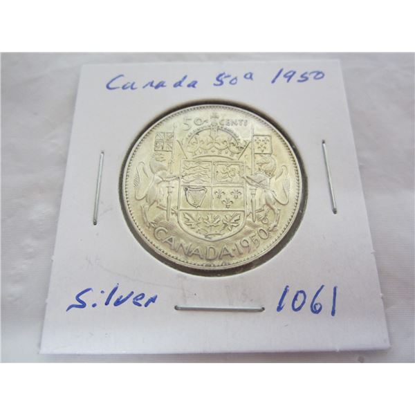 Canadian 1950 Silver Fifty Cent Piece
