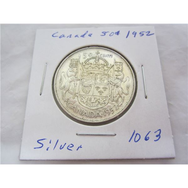 Canadian 1952 Silver Fifty Cent Piece