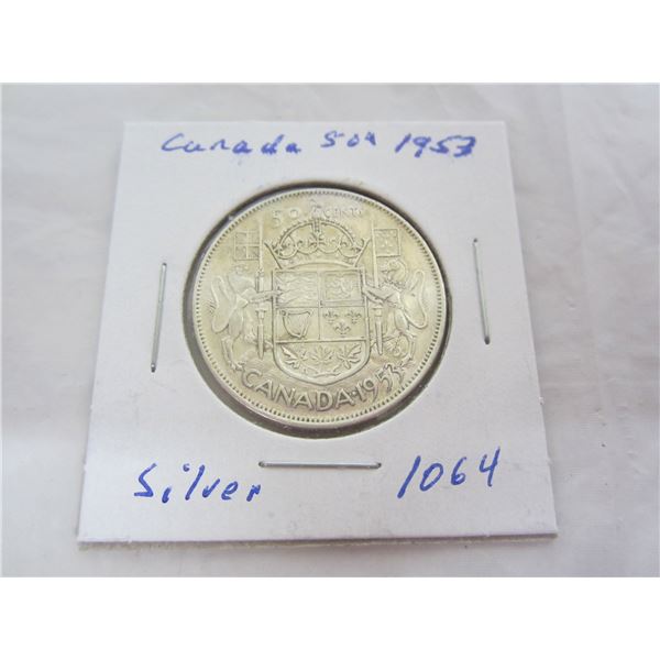 Canadian 1953 Silver Fifty Cent Piece