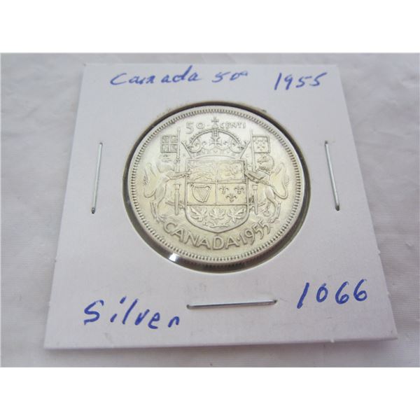 Canadian 1955 Silver Fifty Cent Piece