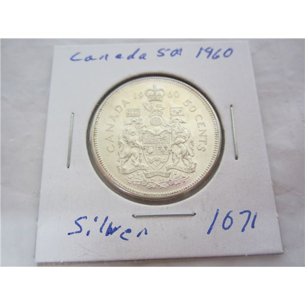 Canadian 1960 Silver Fifty Cent Piece