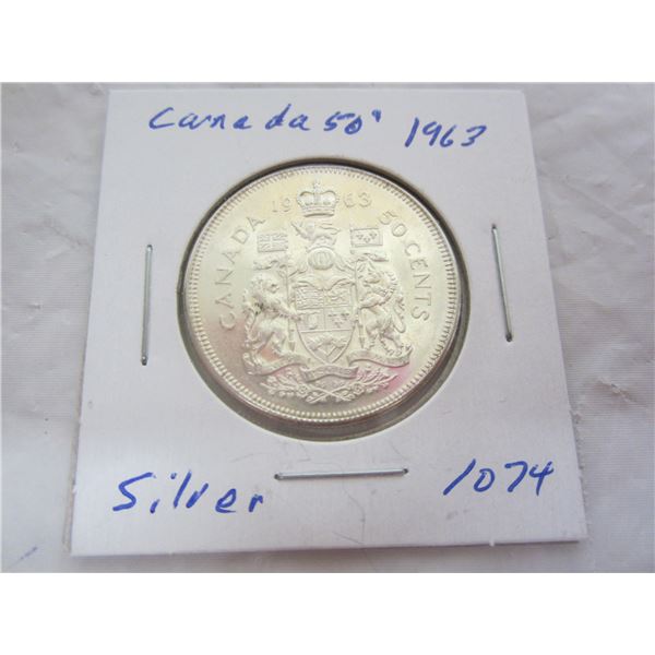 Canadian 1963 Silver Fifty Cent Piece