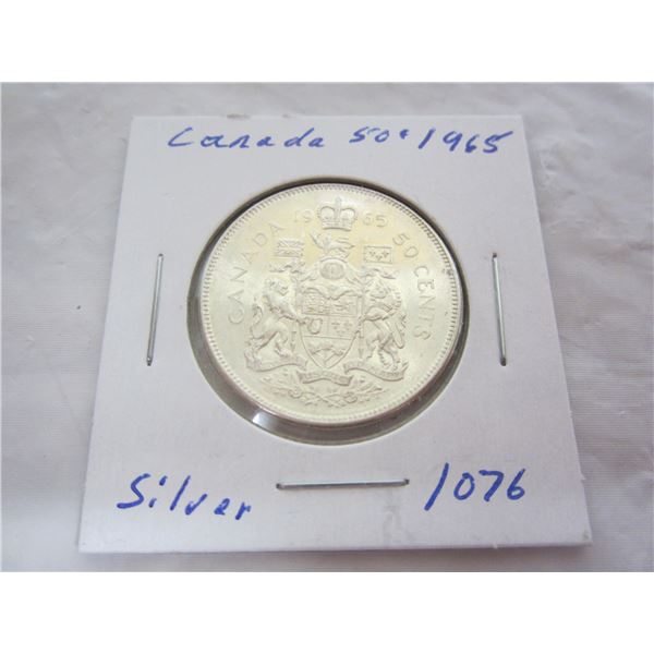 Canadian 1965 Silver Fifty Cent Piece