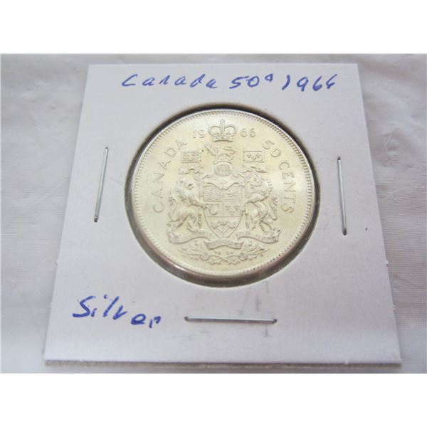 Canadian 1966 Silver Fifty Cent Piece