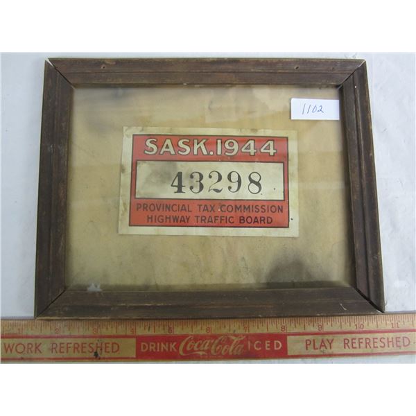 Rare Original 1944 Paper Saskatchewan License Plate 43298