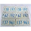3 Pairs of 1972 Saskatchewan License Plates