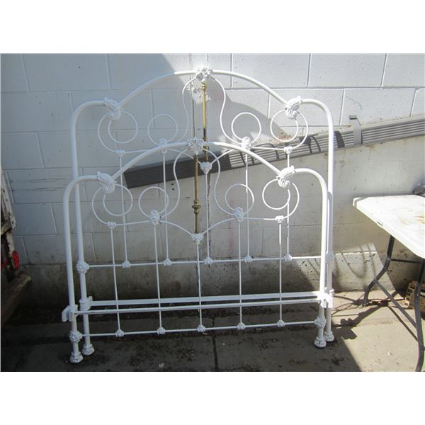 Antique 54 Inch Cast and Brass Bed no rails