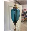 Image 4 : Art deco swag lamp - blue, 20" tall - working