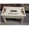 Image 2 : Vintage White Wooden Stool "Blessed"