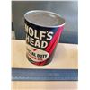 Image 3 : Wolf's Head motor oil tin w/ paper label (drained)