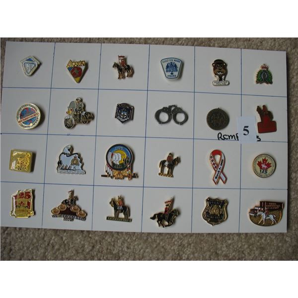 LOT OF RCMP and POLICE RELATED PINS - LOT of 24 - All Different