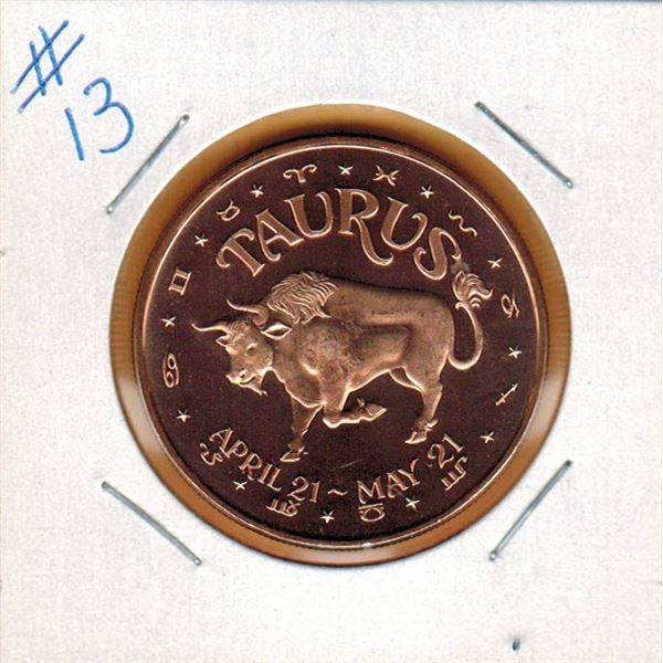 1 OUNCE COPPER  .999 FINE - ZODIAC - TAURUS