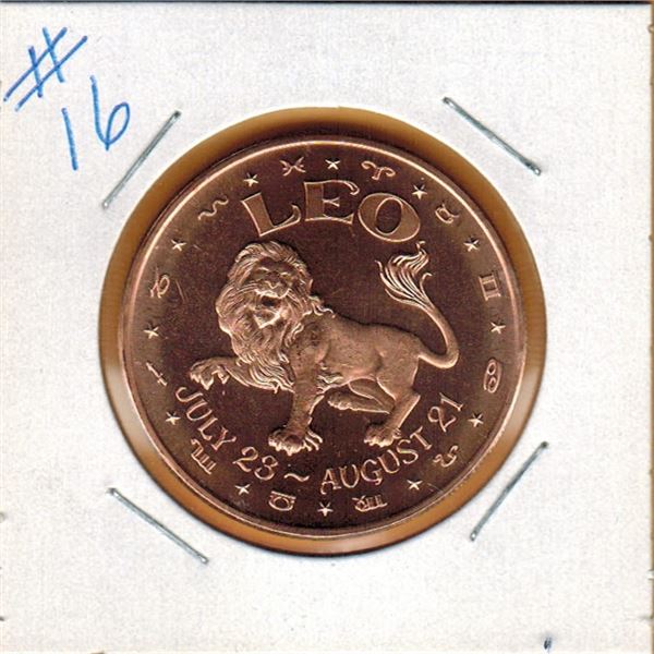 1 OUNCE COPPER  .999 FINE - ZODIAC - LEO