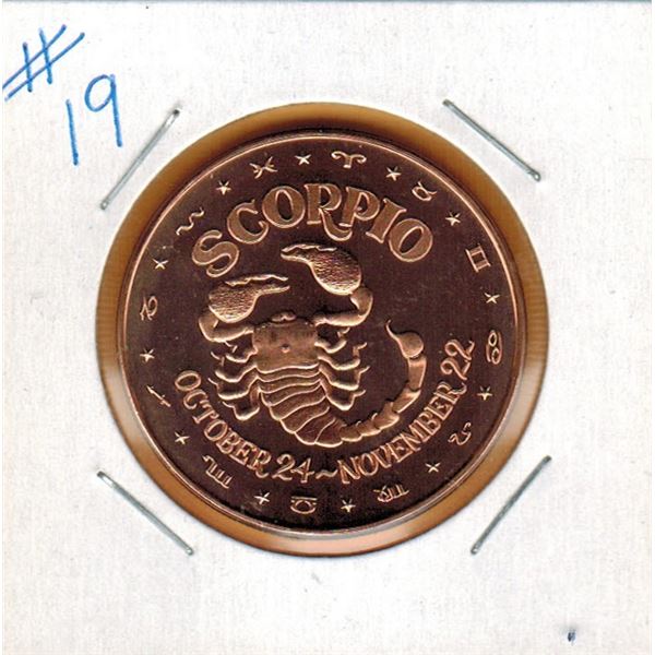1 OUNCE COPPER  .999 FINE - ZODIAC - SCORPIO