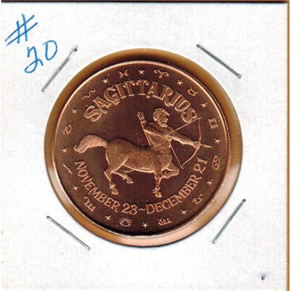 1 OUNCE COPPER  .999 FINE - ZODIAC - SAGITTARIUS